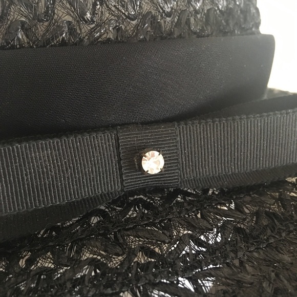 Vintage 1960s Black Woven Bell Mushroom Brim Hat - Picture 3 of 5